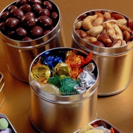 12 Oz. Chocolate Covered Mixed Nuts In Mini Promotional 3"x2" Round Tins
