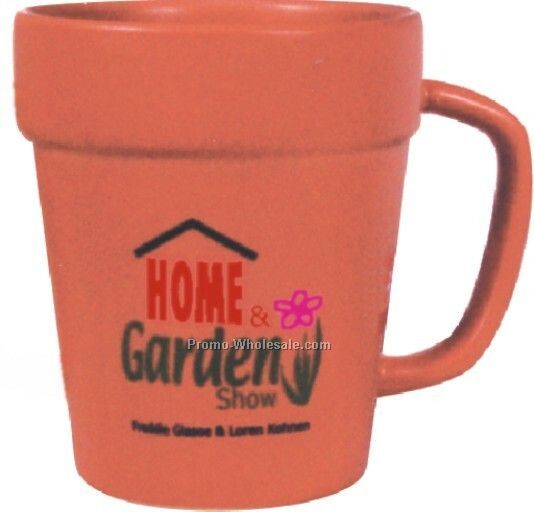 14 Oz. Satin Terra Cotta Orange Flower Pot Mug (Screen Printed)