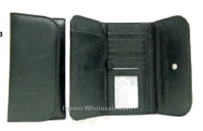 19cmx9cmx1-1/2cm Black Lambskin Napa Ladies Checkmate Wallet