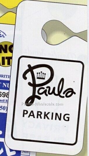 2-3/4"x5-1/4" Screen Print White Gloss Plastic Parking Tag