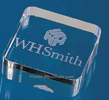 2-3/8"x2-3/8"x3/4" Optical Crystal Square Paperweight (Screened)