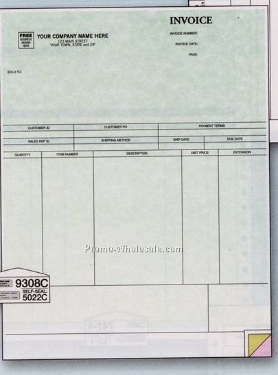 2 Part Parchment Single Sheet Product Invoice