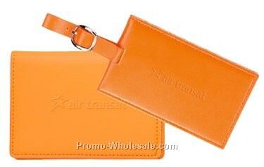 2-piece Leather Card Case And Luggage Tag Set