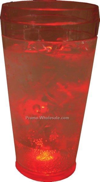 20 Oz. Red Light Up Pint Glass W/ 3 LED Lights