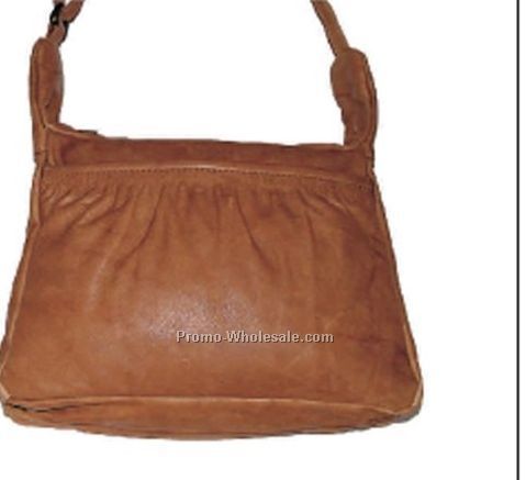 24cmx18cmx7-1/2cm Ladies Medium Brown Purse With Elastic Front Pocket