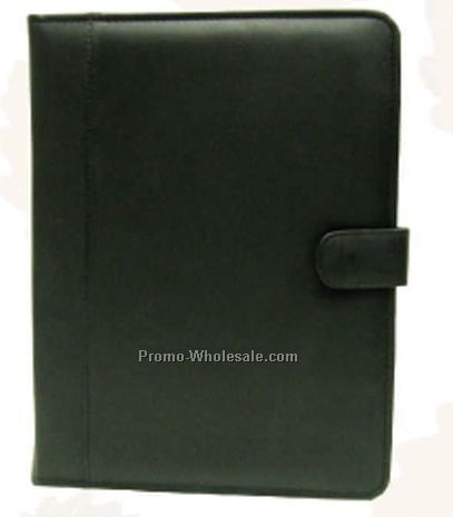 24cmx32cmx2cm Black Cowhide Letter Size Folder W/8-1/2"x11" Pad