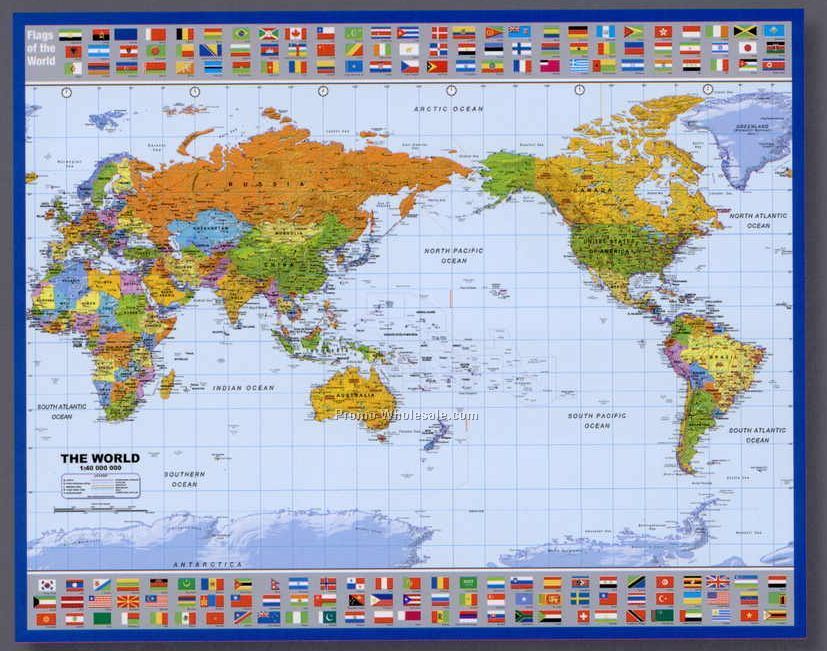25-1/2"x17" World Map Poster With Atlantic Centered