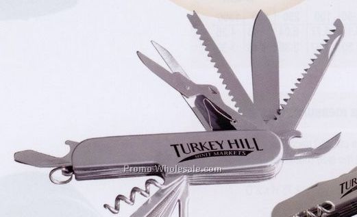 3-1/2"x3/4"x3/5" Stainless Steel Knife Multi-tool - Screen Printed