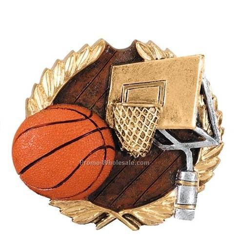 3-1/4" Basketball High Relief Resin Plaque Mount