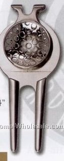 3-1/8" Brass Divot Tool W/ Custom 1" Magnetic Ball Marker
