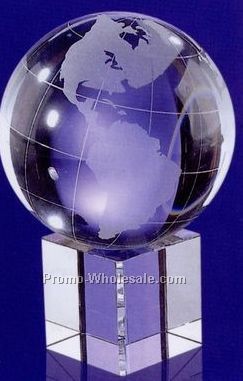 3-3/8"x2-3/8"x2-3/8" Globe W/Meridian On Clear Base