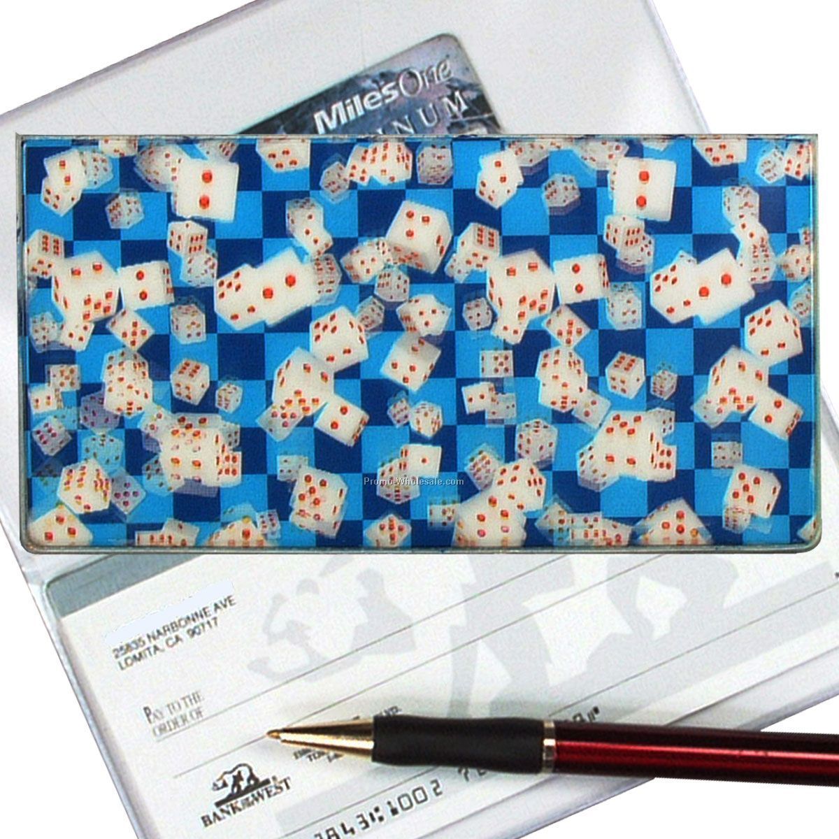 3-3/8"x6-3/8" 3d Lenticular Checkbook Cover - Stock / Dice