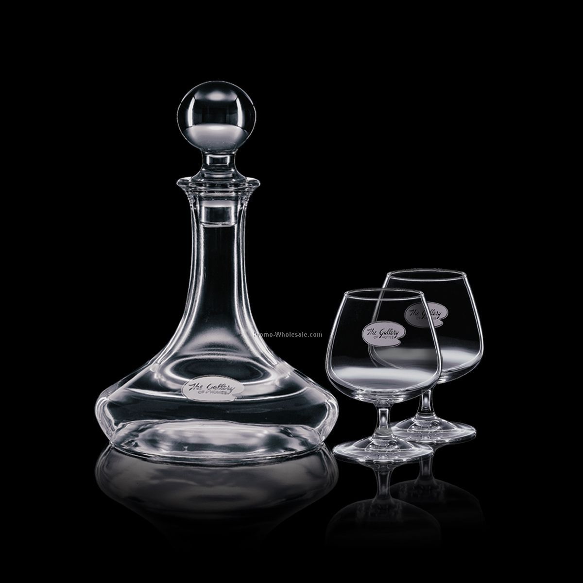 30 Oz. Elegance Decanter & 2 Brandy Glasses