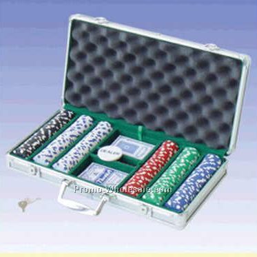 300 Piece Dice Poker Chips W/ Aluminum Poker Set (Engraved)