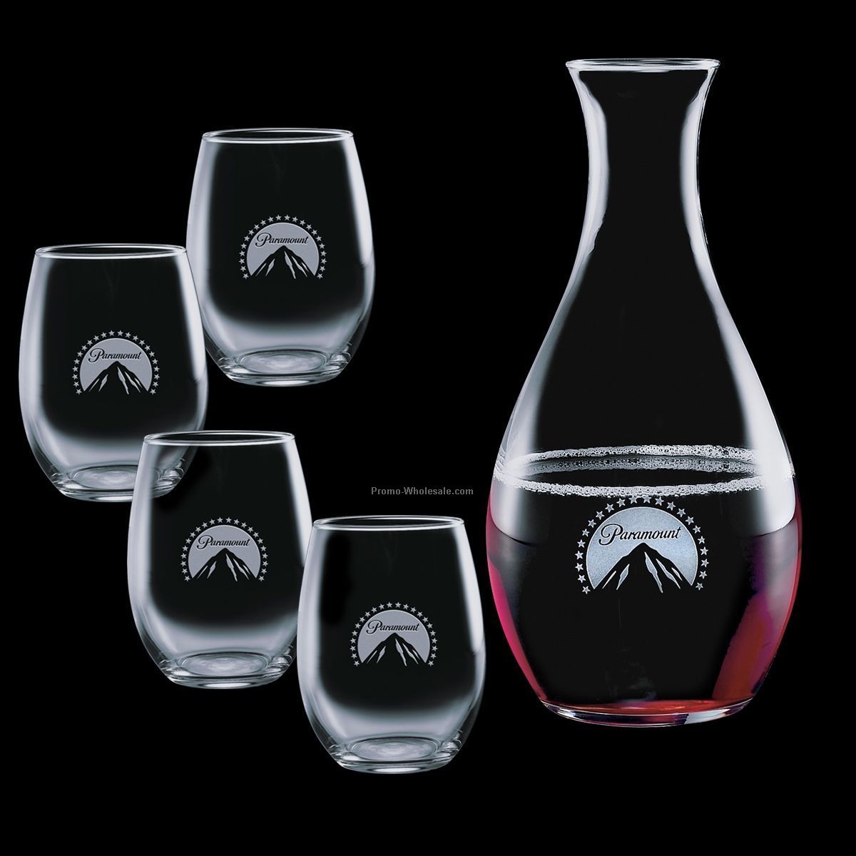 33 Oz. Riley Wine Carafe & 4 Wine Glasses