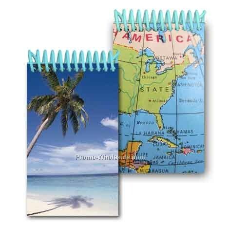 3d Lenticular Mini Notebook; Stock; Palm Tree On Beach; Blanks