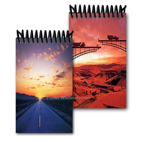 3d Lenticular Mini Notebook; Stock; Sunset On A Highway; Blanks