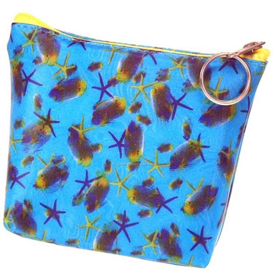 3d Lenticular Purse With Key Ring - Pavia - Stock / Blue Starfish