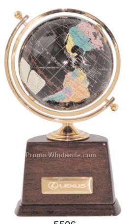 4" Dia Globe W/ Color Continents & Name Plate (Screened)