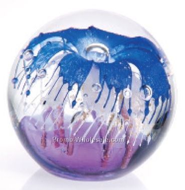 4" Floral Sphere Roman Glass Paper Weight Alfa Collection
