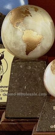 4" Marble World Globe Award On Base