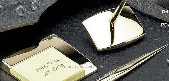 4 Piece Gold Plated Tarnish Proof Desk Set