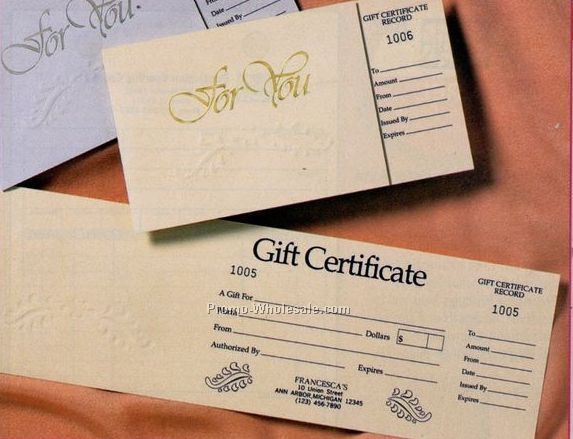 4"x5-1/2" Embossed Gold Foil Gift Certificate