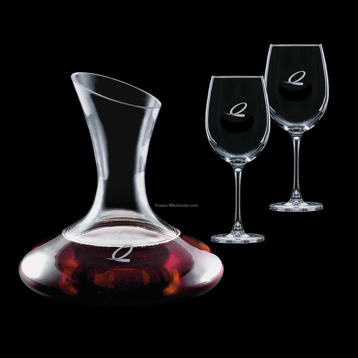 40 Oz. Crystal Edenvale Carafe & 2 Wine Glasses