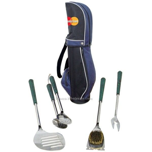 5" Dia. X 24" Golf Bag / 4 Piece Bbq Tool Set (Imprinted)