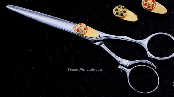 5.0" Shears W/ Colored Red & White Movable Thumb Ring