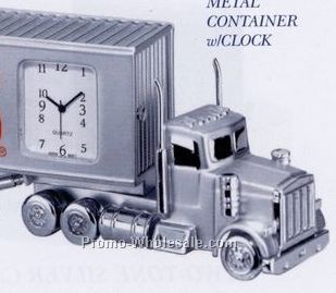 5-3/4"x1-1/4"x2-1/4" Metal Container Truck Clock