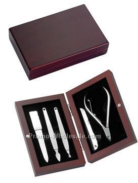 5 Piece Manicure Set In Rosewood Box