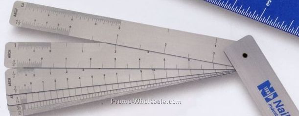 6" Drafting Fan With Architect, Engineer And Metric Scales