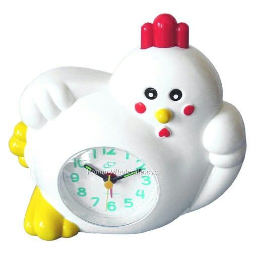 6-1/2"x6"x3-3/4" Rooster Quartz Alarm Clock