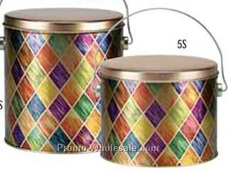 6-11/16"x7-1/4" Decorative Round Tin & Pails - Diamonds