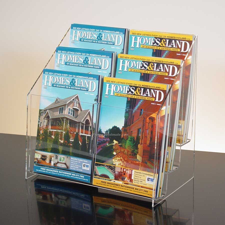 6-pocket Clear Acrylic Digest Size Literature Holder - Countertop