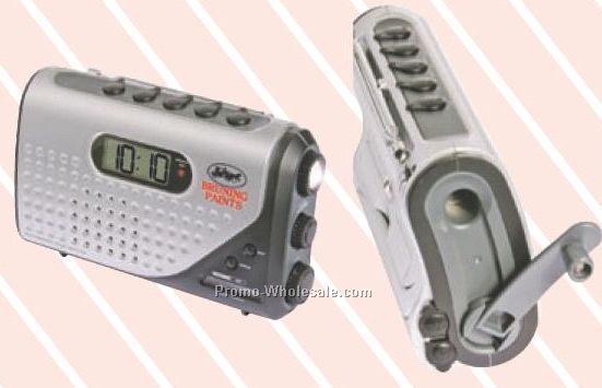 6"x3-3/4"x1-3/4" Dynamo Self Powered Alarm Clock Radio