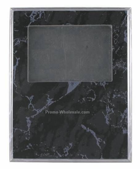 7" X 9" Slide-in Frame Black Marble Plaque W/ 3-1/2" X 5" Window