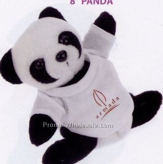 8" Laying Panda Bear Beanie Animal