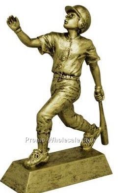 8" Signature Resin Trophies Male Baseball Figures With Antique Gold Finish