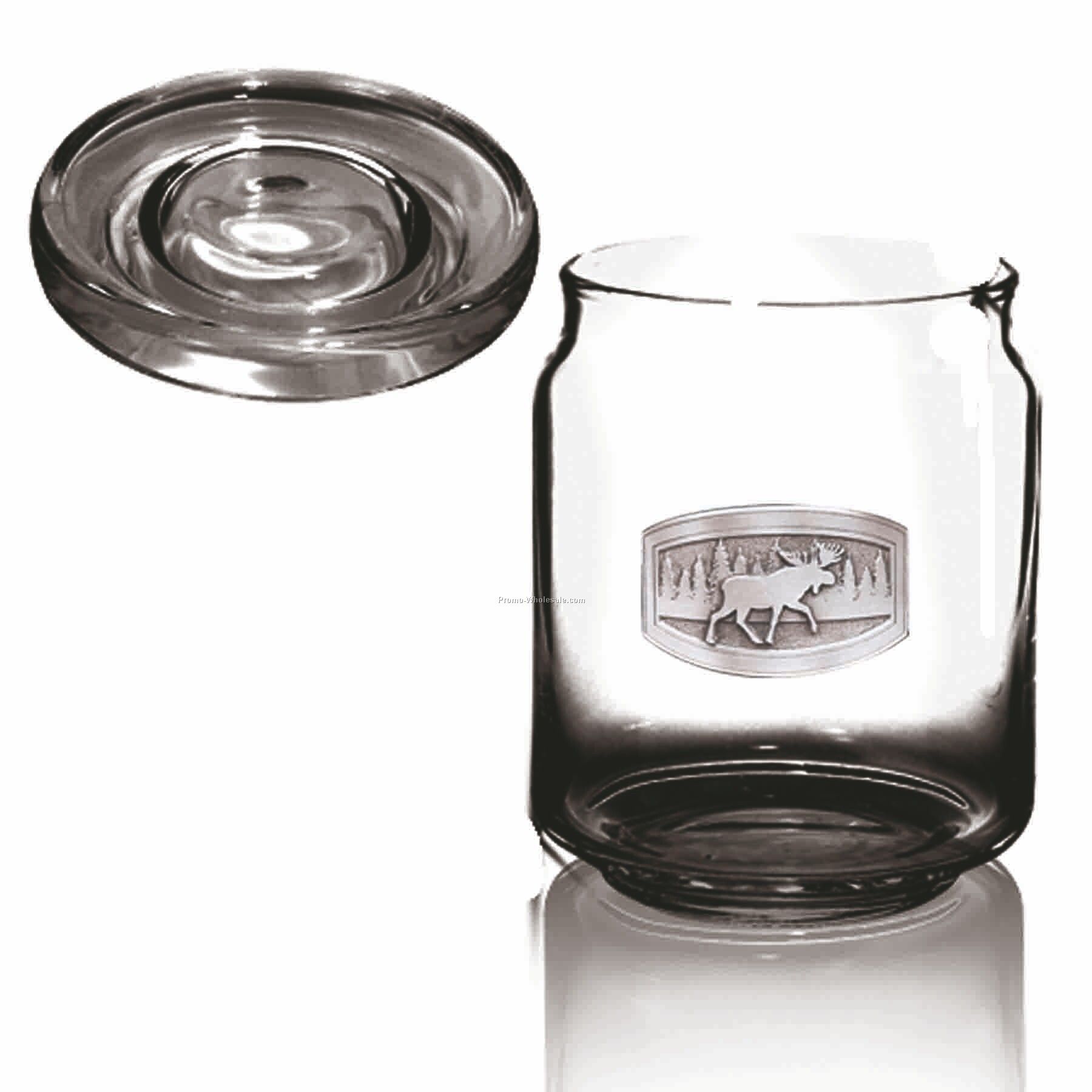 8 Oz. Optical Crystal Candy Jar (Pewter Emblem)