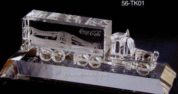 9"x2-1/2" Optic Crystal Diesel Truck Figurine