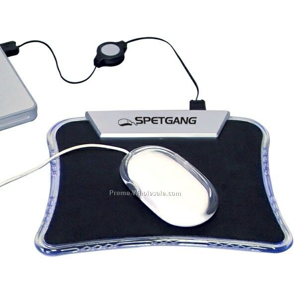 9"x7" LED Mouse Pad With 4 Port Hub (Imprinted)