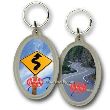 Acrylic Oval (1.625" X 2.5") Key Chain; Custom 3d Lenticular Image;