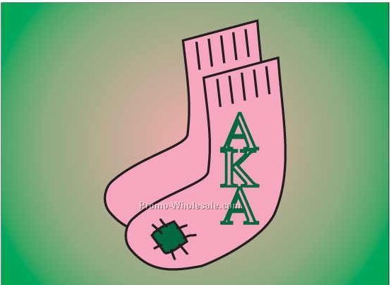 Alpha Kappa Alpha Sorority Socks Badge W/ Metal Pin (2-1/8"x3-1/8")