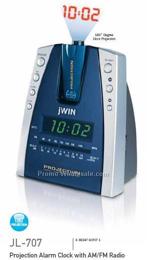 Am-fm Alarm Clock Radio With 180-degree Clock Projection
