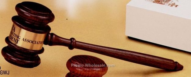 American Walnut Judge's Gavel W/ Engraving Band