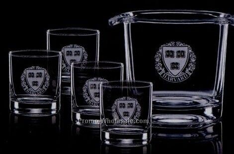 Aristocrat Ice Bucket & 4 On-the-rocks Glasses