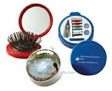 Austin Round Compact Mirror / Hairbrush & Sewing Kit (2 Hour Shipping)