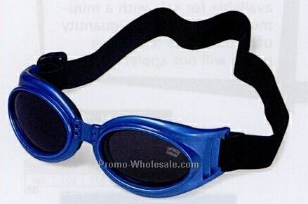Black Goggles W/ Shock Absorbent Guard & Blue Trim